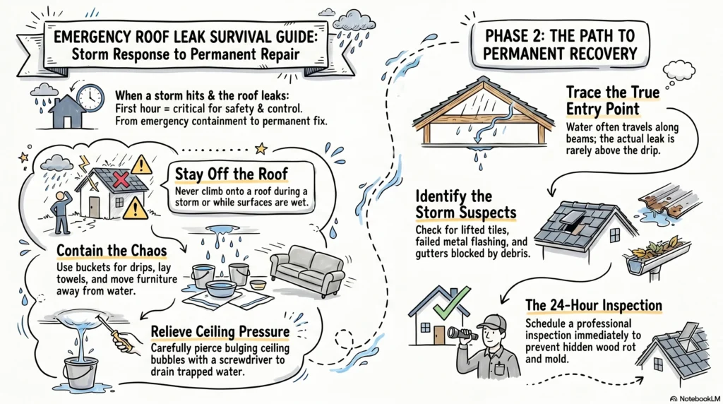 It all changes at some point in time in a crazy storm in Sydney. You hear the rain being poured down, you wish that the roof could support the weight, and you are looking at a black spot that gradually grows larger on the roof.