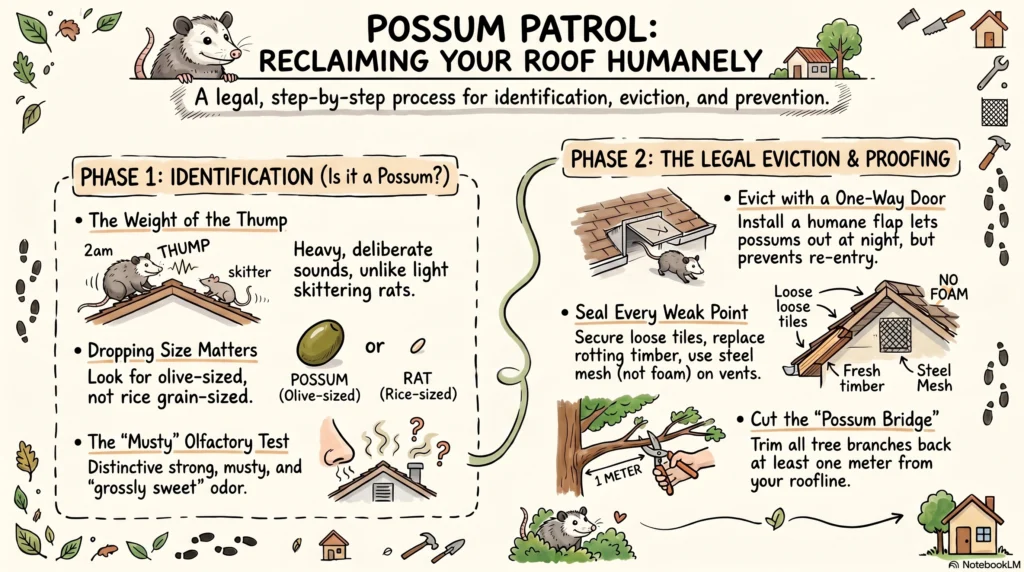 Possums in your roof? No worries, this blog is the complete guide you need to know for safe removal, roof repairs and solar protection.