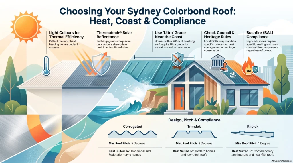 Colorbond Roof Colours for Sydney Homes: A Heat, Coastal and Council Guide